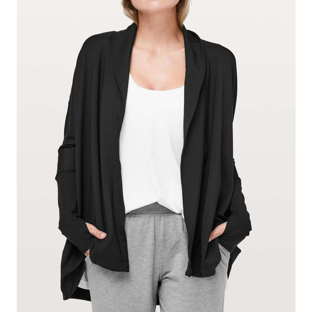 Lululemon Back in Action Cardigan Long Sleeve Wrap Black 6