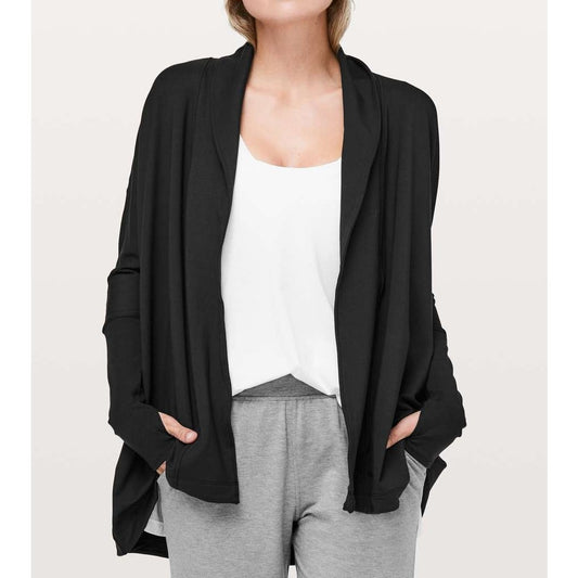 Lululemon Back in Action Cardigan Long Sleeve Wrap Black 6