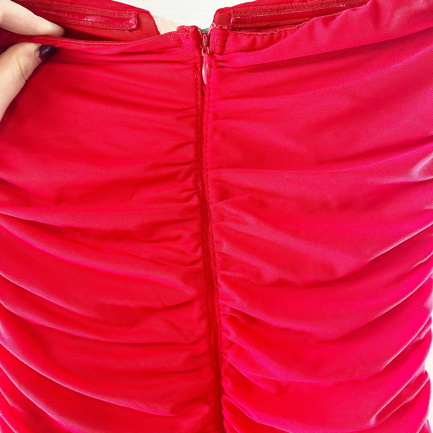 Hello Molly Blossoming Romance Strapless Ruched Cutout Mini Dress Red 6