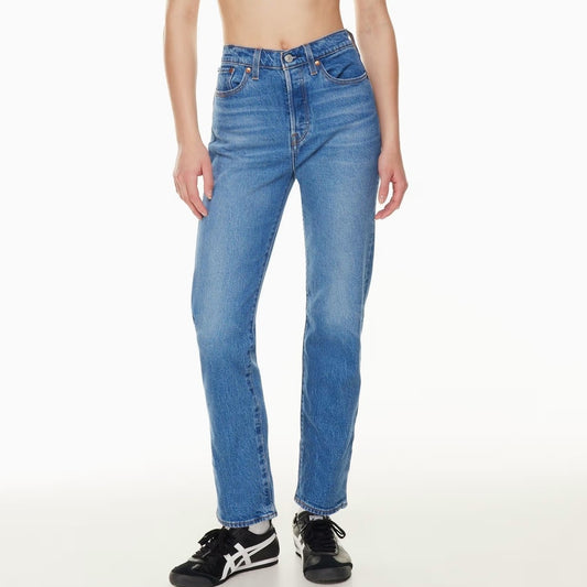Levi's Premium Button Fly Medium Wash Denim Wedgie Straight Jeans Blue 26