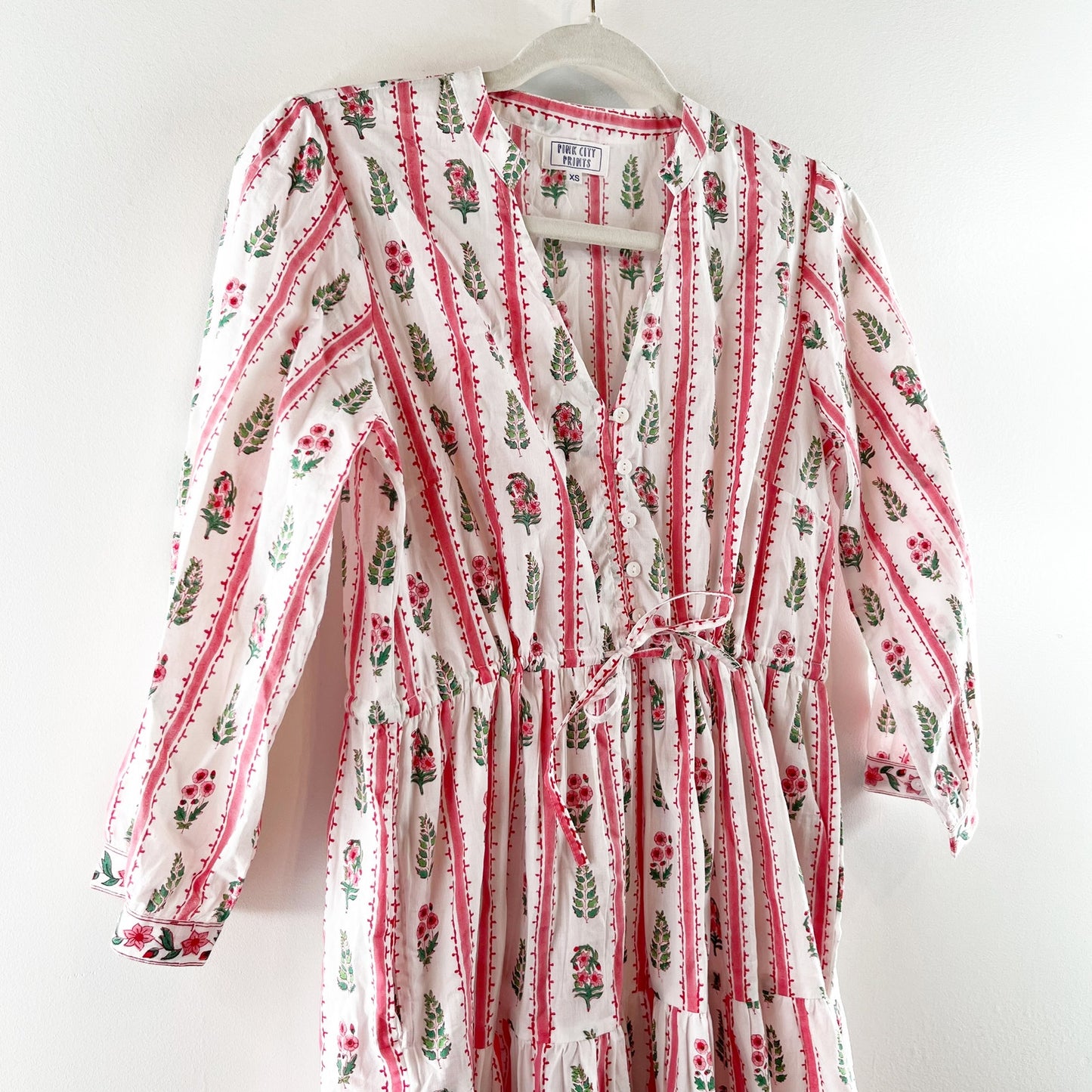 Park City Prints Maria Stripe Cotton Maxi Dress Pink XS