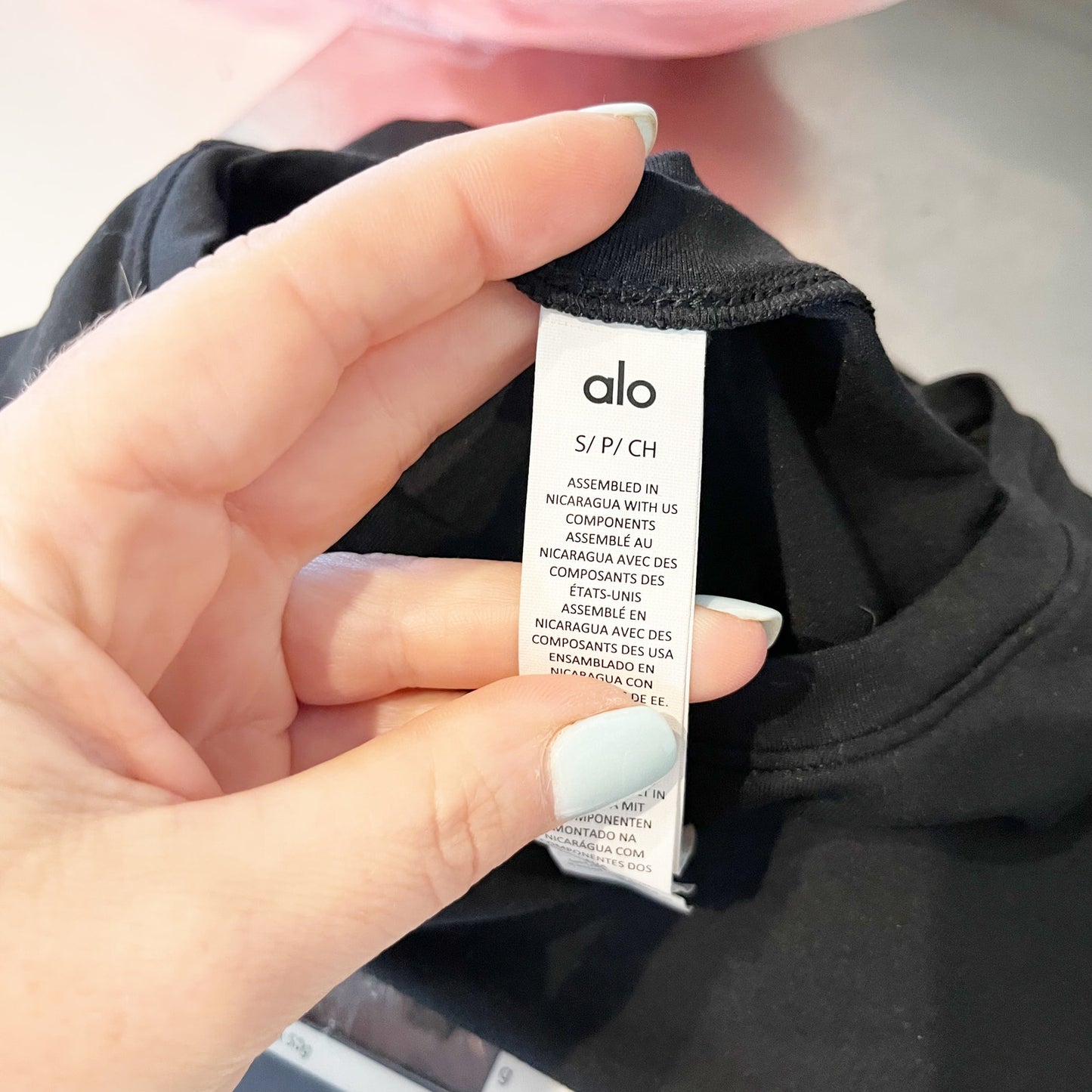 Alo Alo Alosoft Crop Finesse Short Sleeve Tee Shirt Top Black Small