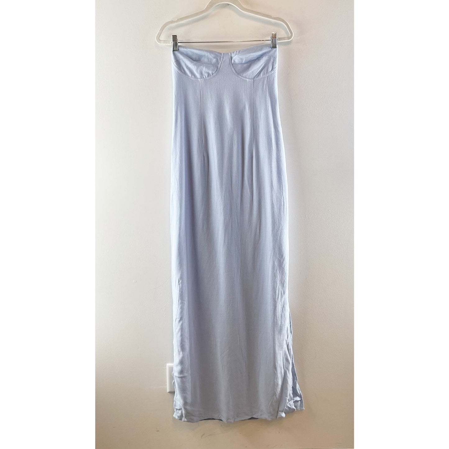 Peppermayo Strapless Esra Linen Maxi Slip Dress Blue 8