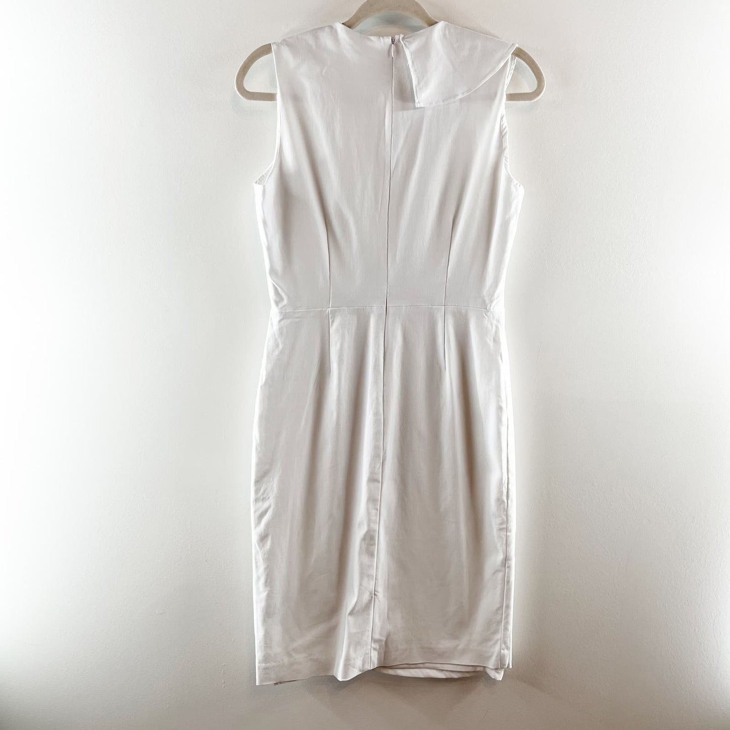 J. McLaughlin Sleeveless Lined Ruffle Pencil Dress White 6