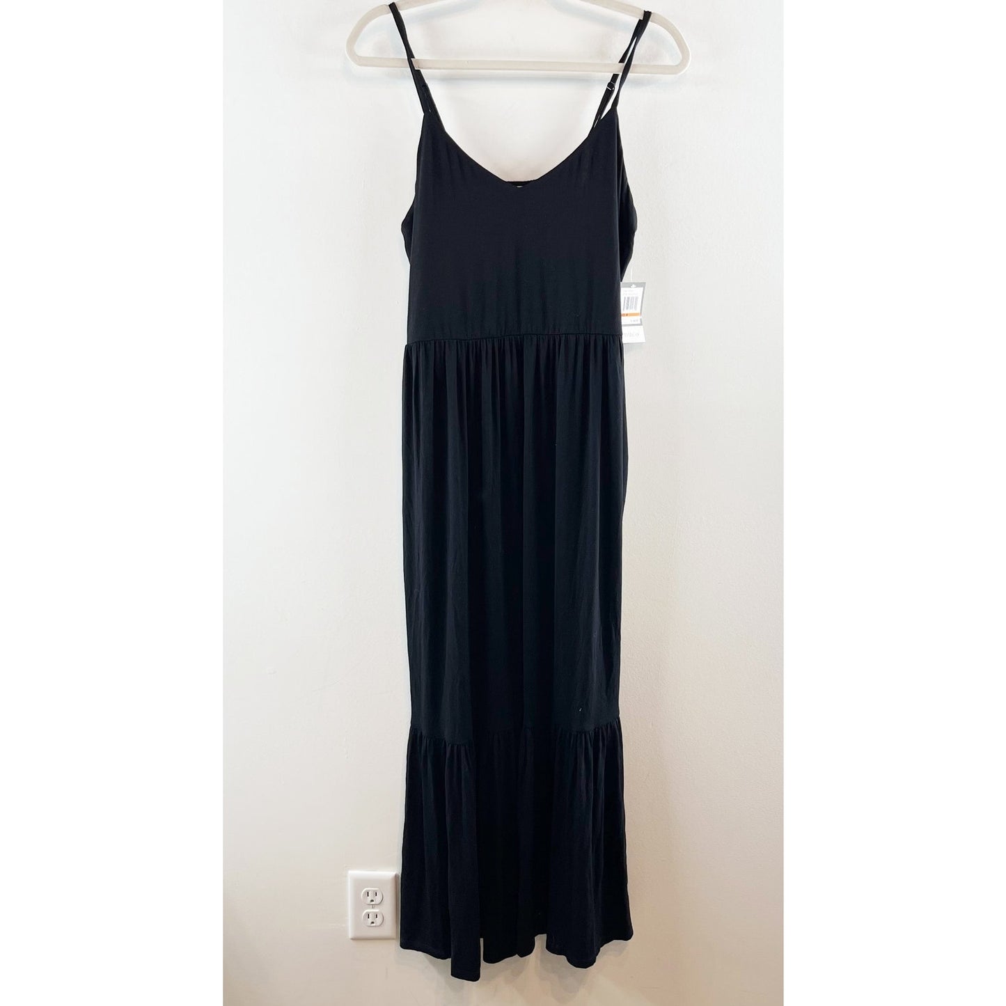 Nuco Scoopneck Jersey Maxi Dress Sundress Black Medium