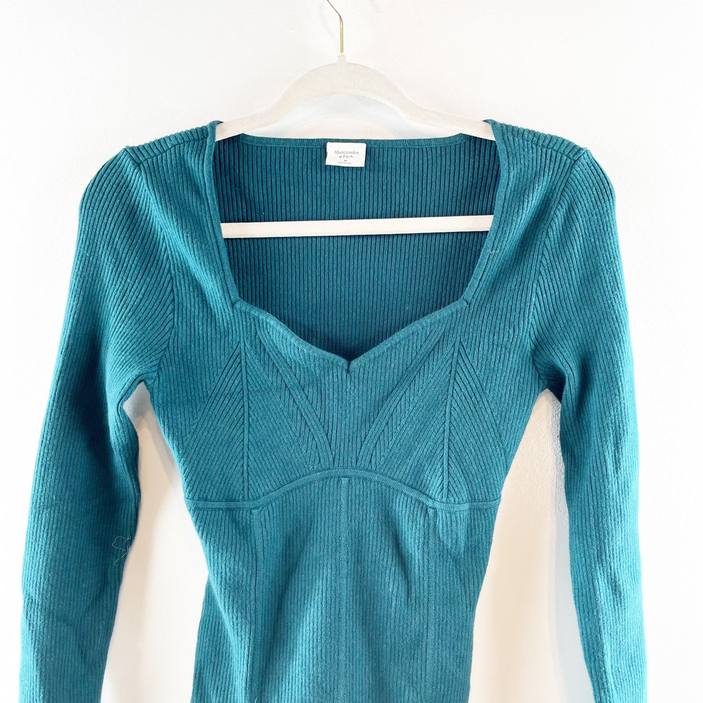 Abercrombie Long Sleeve Sweetheart Neckline Sweater Bodysuit Green Medium
