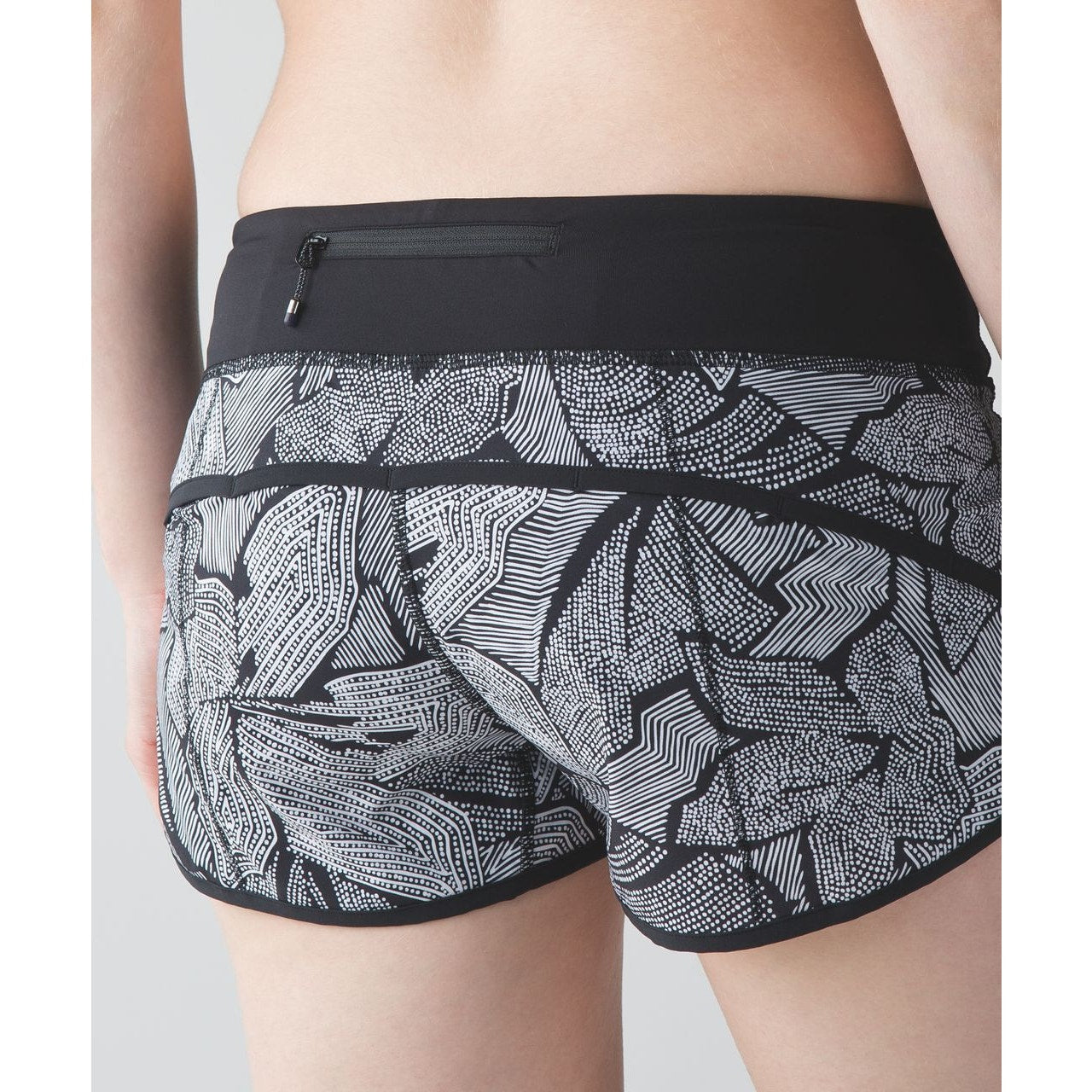 Lululemon Athletica Speed Running Shorts Dottie Tribe White Black Gray 4