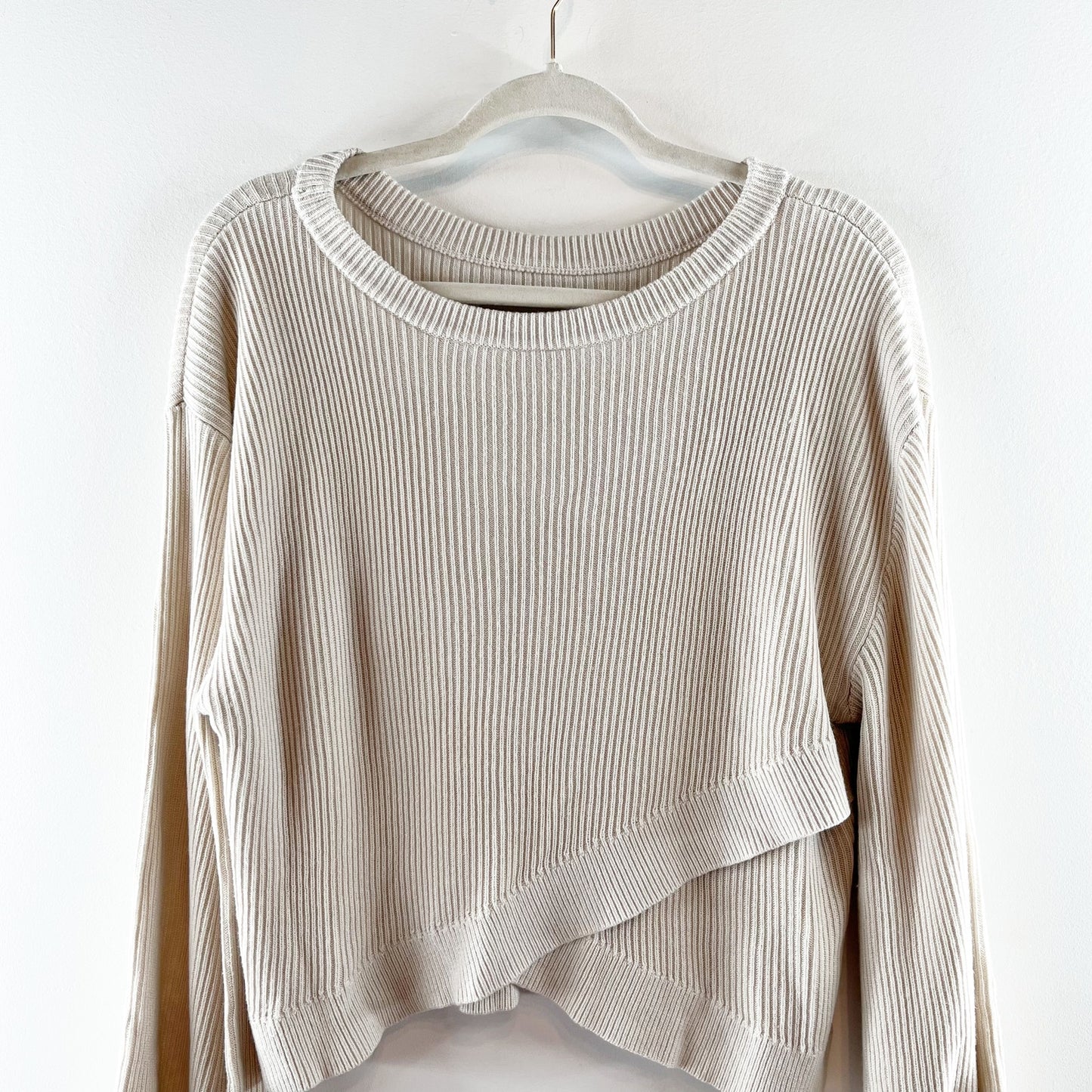 Lululemon Ribbed Reversible Crossover Sweater Tan Beige 10