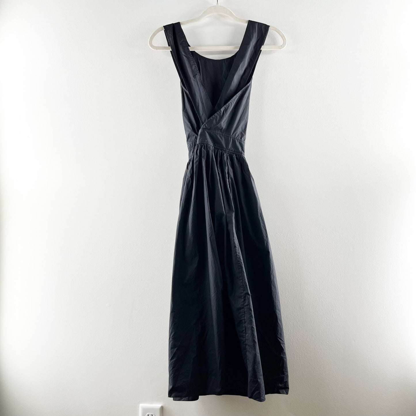 COS Cotton Poplin Cross Back Midi Sundress Dress Black 4
