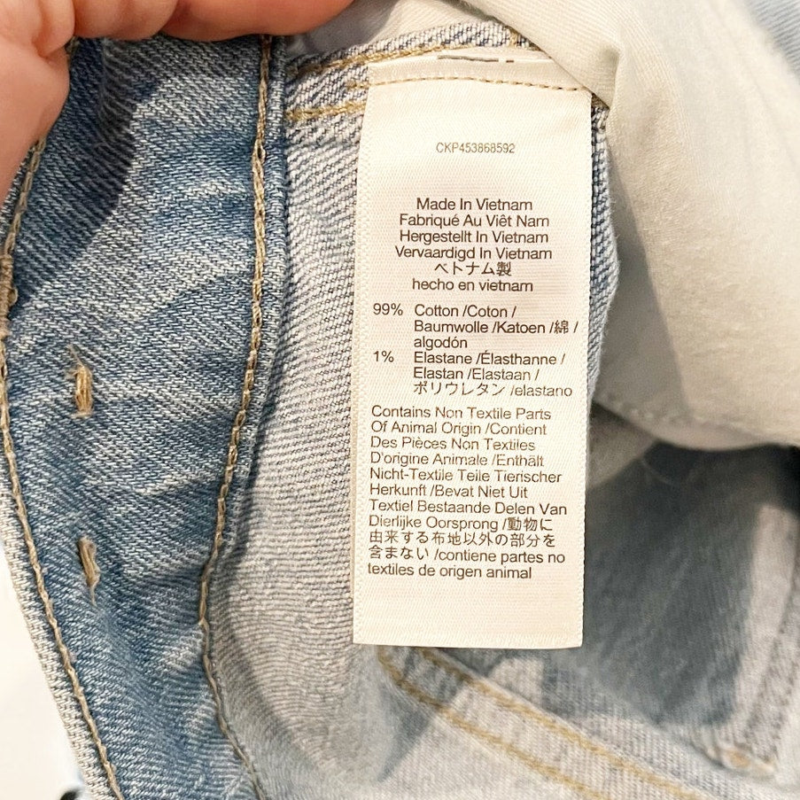 Madewell High Rise Stovepipe Raw Hem Jeans in Devoe Wash Blue 28 / 6