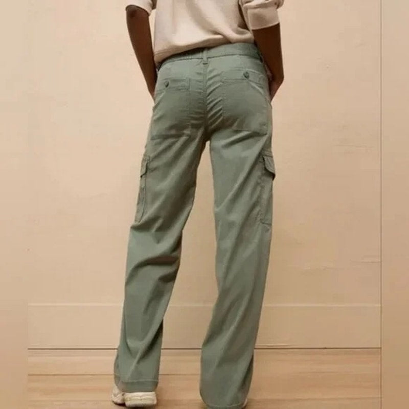 American Eagle Mid Rise Baggy Wide Leg Cargo Pants Green 4 Short