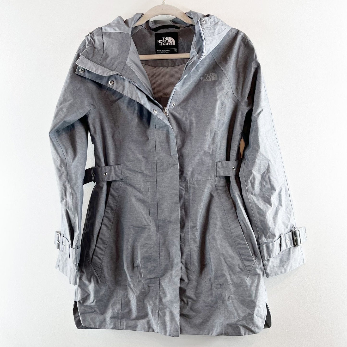 The North Face City Breeze Long Sleeve Trench Waterproof Coat Gray XS