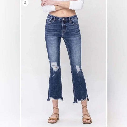 Vervet Lovervet Spellbound High Rise Crop Kick Flare Jeans Blue 31 / 13