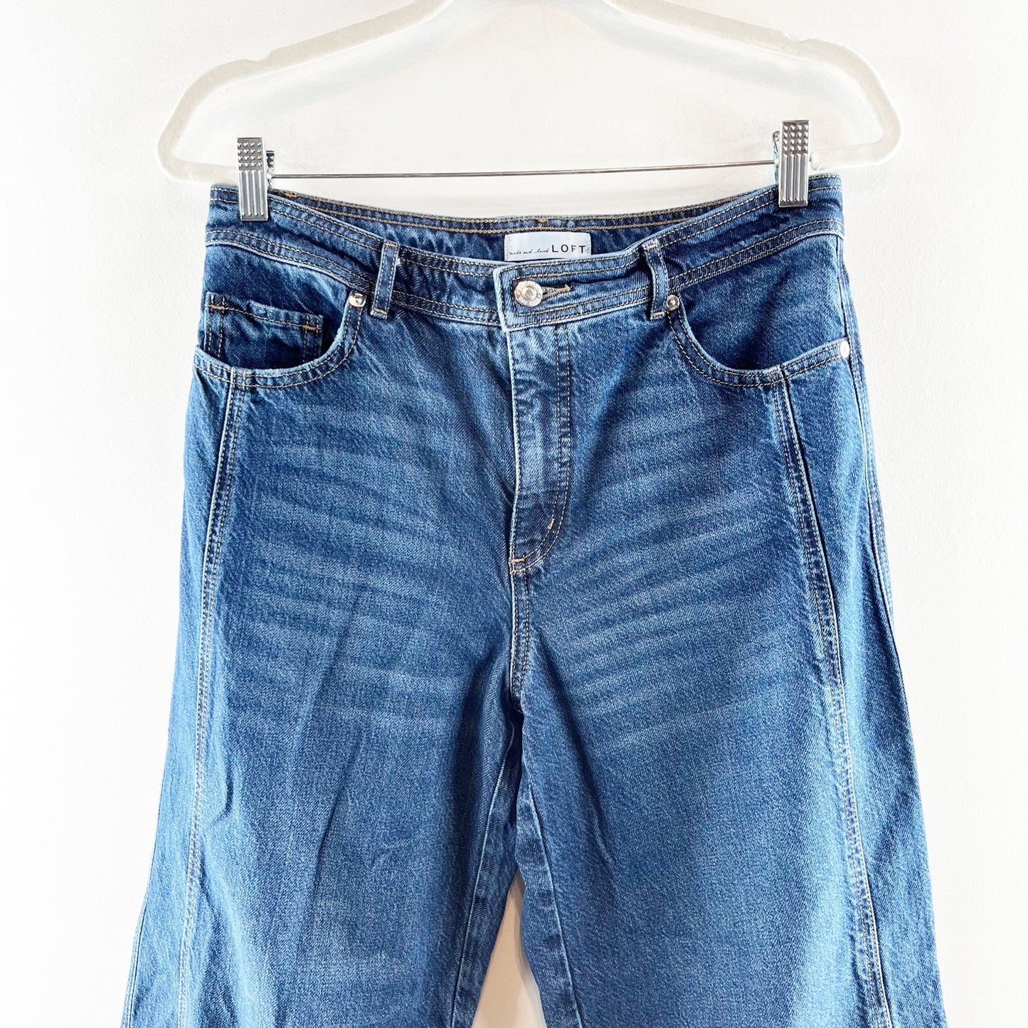 LOFT High Waisted Dark Wash Ankle Denim The Barrel Jeans Blue 6 / 28