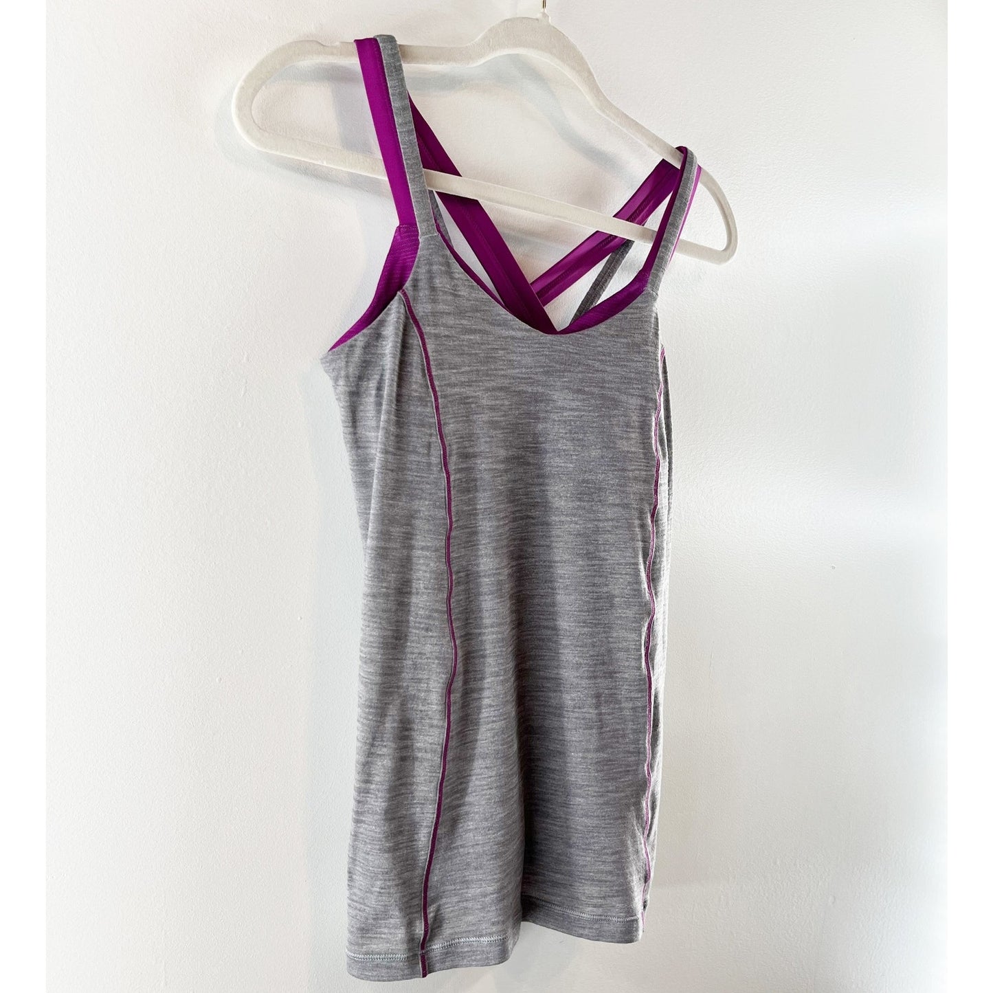 Lululemon Run For Gold Sleeveless Slim Bra-Tank Heathered Slate / Regal Plum 6