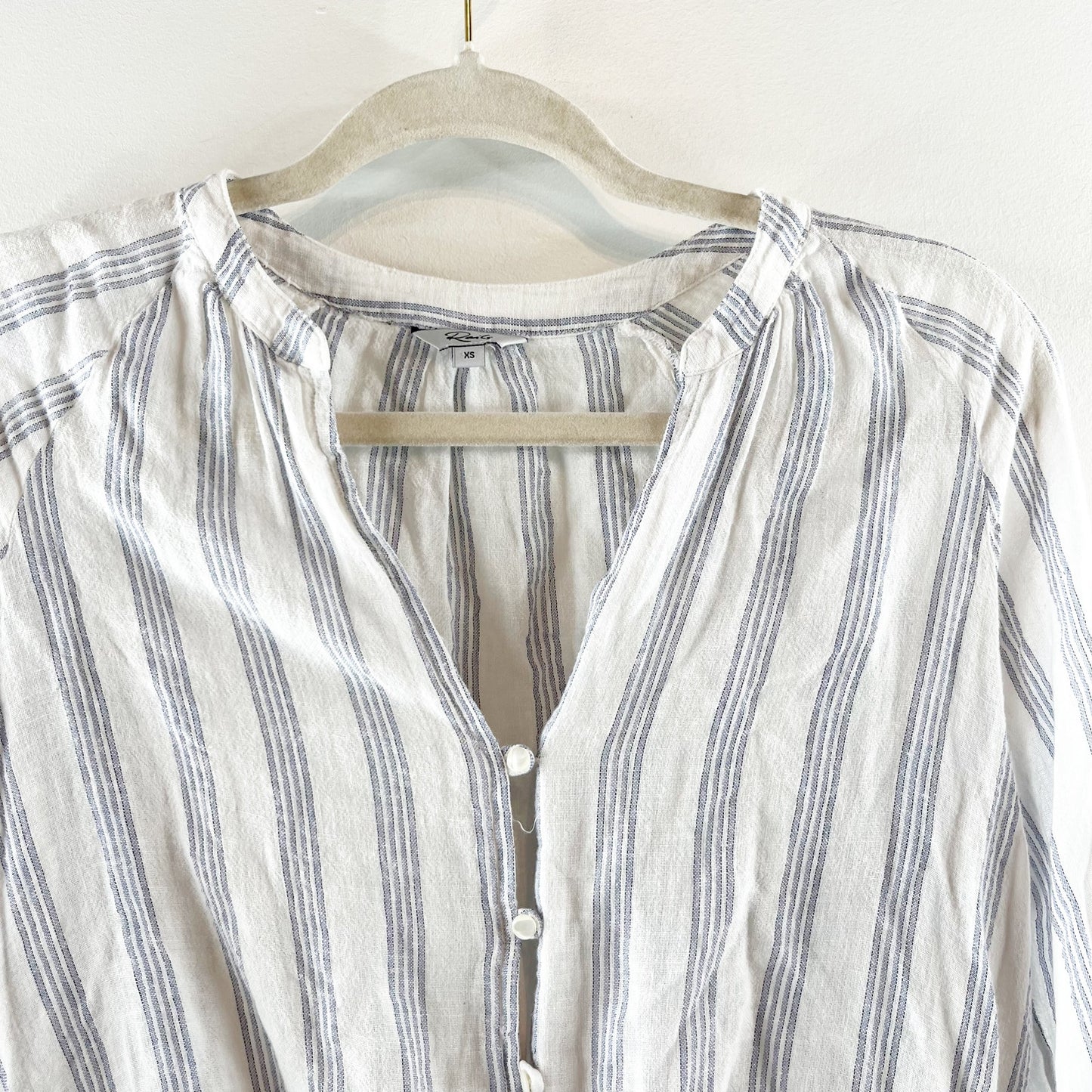 Rails Marti Long Sleeve Button Up Top Shirt Cayman Stripe White Blue XS