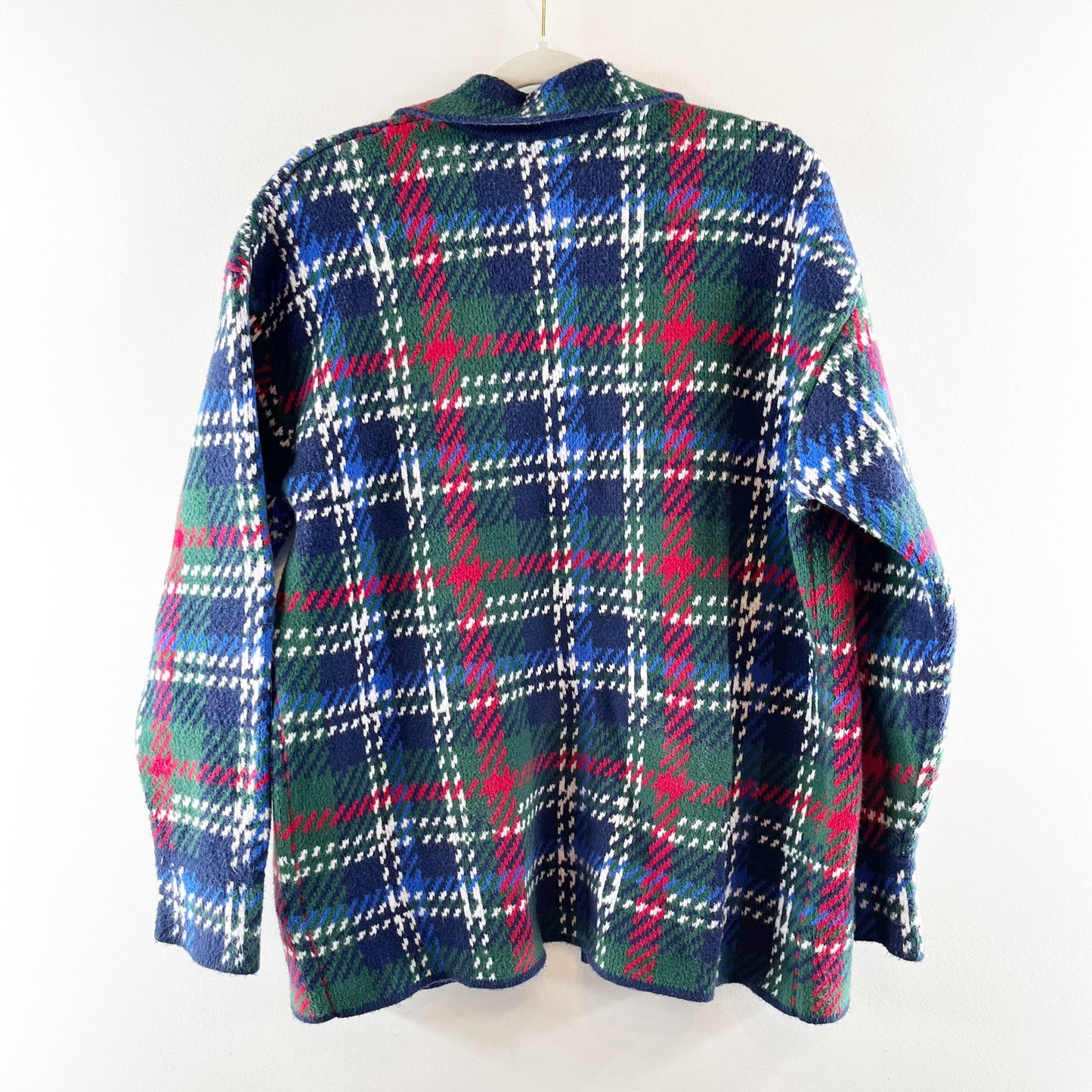 GAP CashSoft Oversized Button Up Shirt Jacket Shacket Navy Blue Plaid Medium