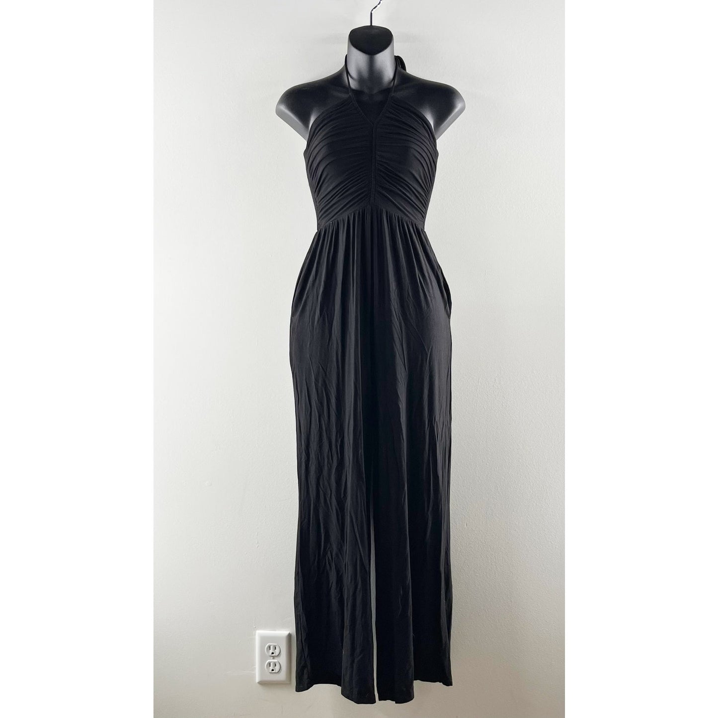 Evereve Noa Halter Wide Leg Jumpsuit Black XS