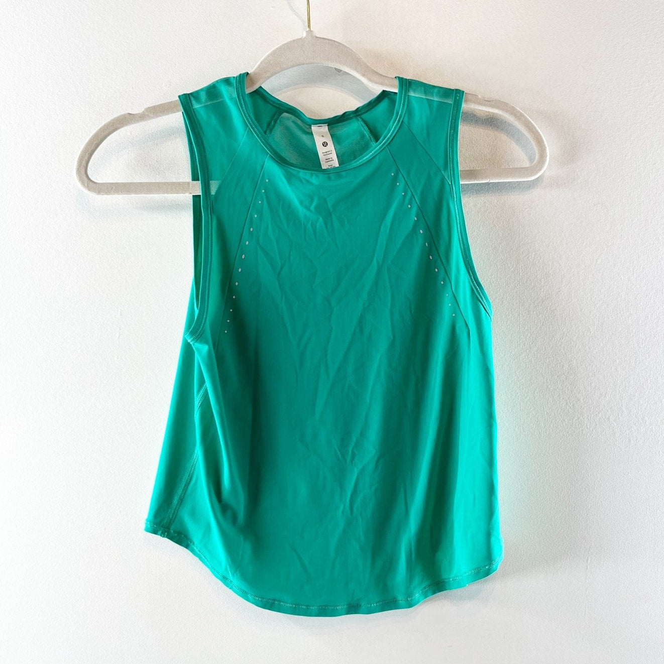 Lululemon Sculpt Mesh Panel Cropped Tank Top w/ Reflective Maldives Green 0