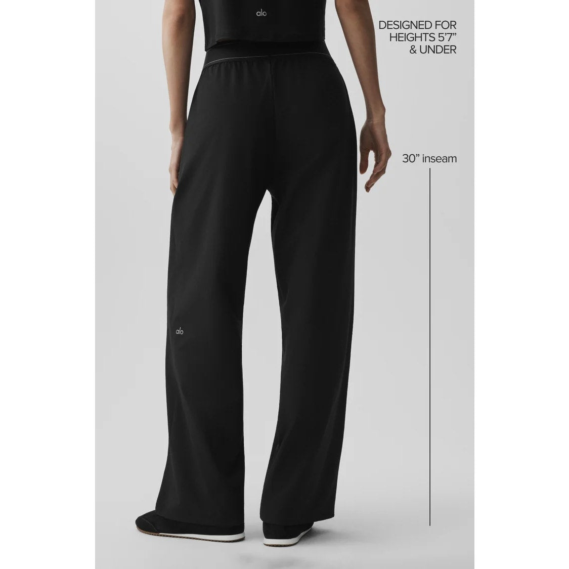 Alo High Rise Suit Up Wide Leg Trouser Pants Black XS