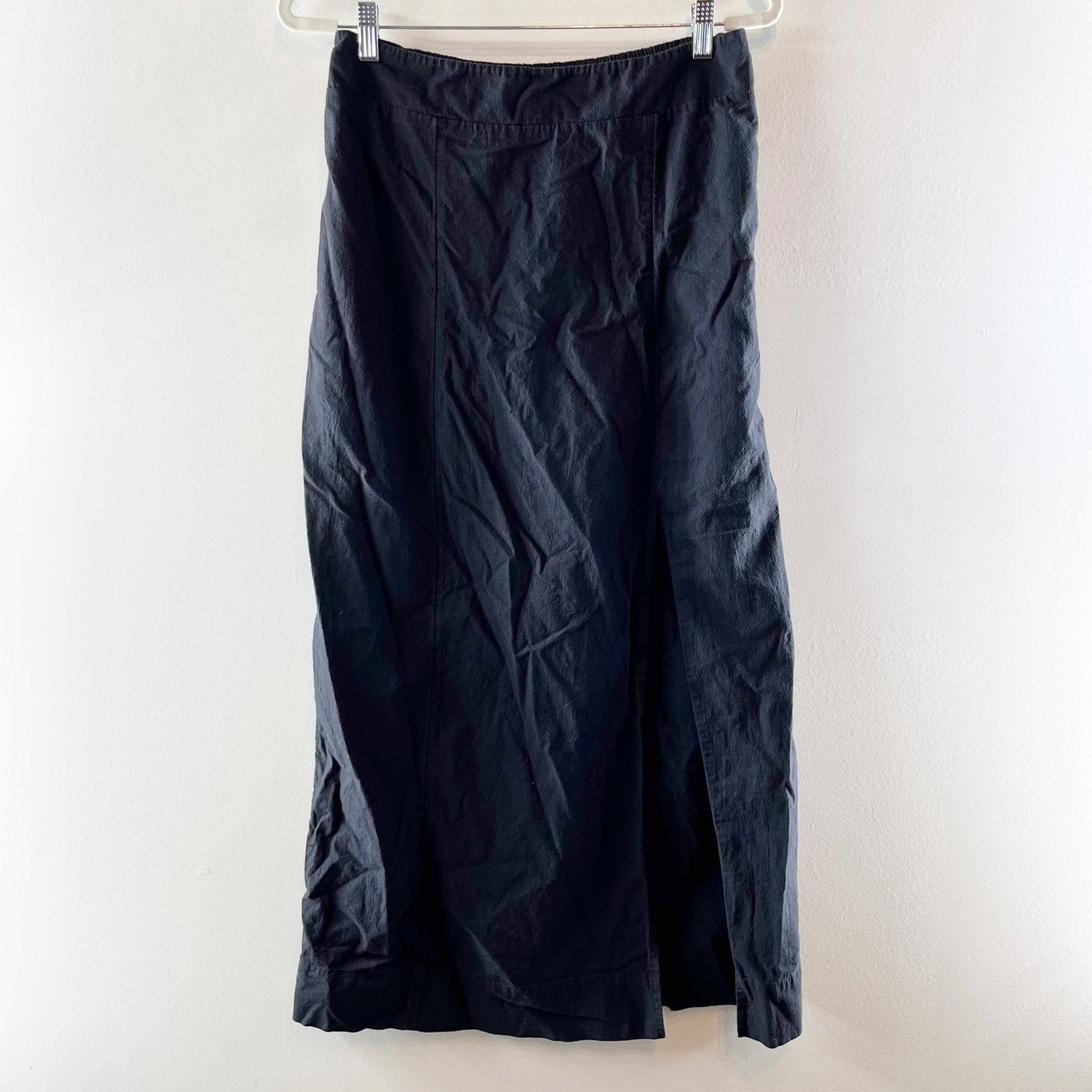 Free People Cotton High Slit Side Buttons Maxi Skirt Black Large