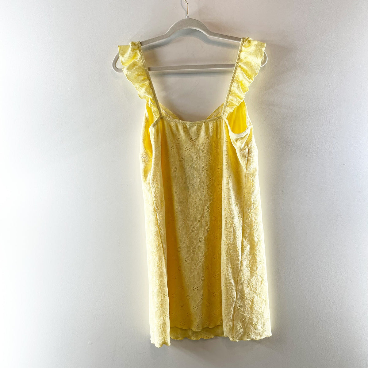 Wild Fable Eyelet Ruffle Strap Tie Front Cami Slip Tank Dress Butter Yellow L