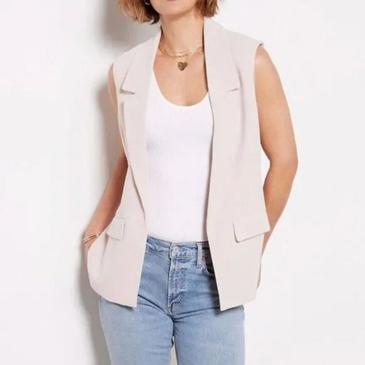 Evereve Winona Open Longline Blazer Vest in Dusty Rose Pink Small