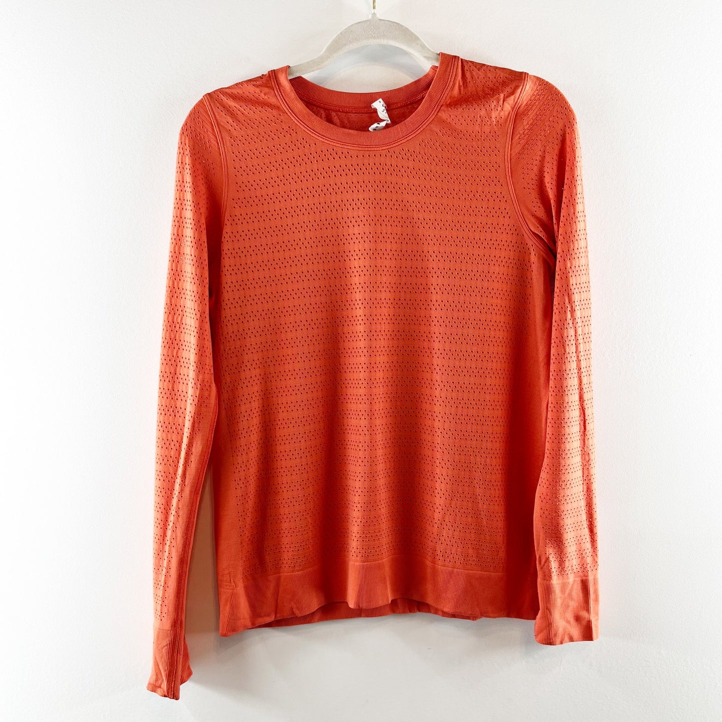 Lululemon Breeze By Long Sleeve Squad Run T-Shirt Seamless Relaxed Fit Orange 8