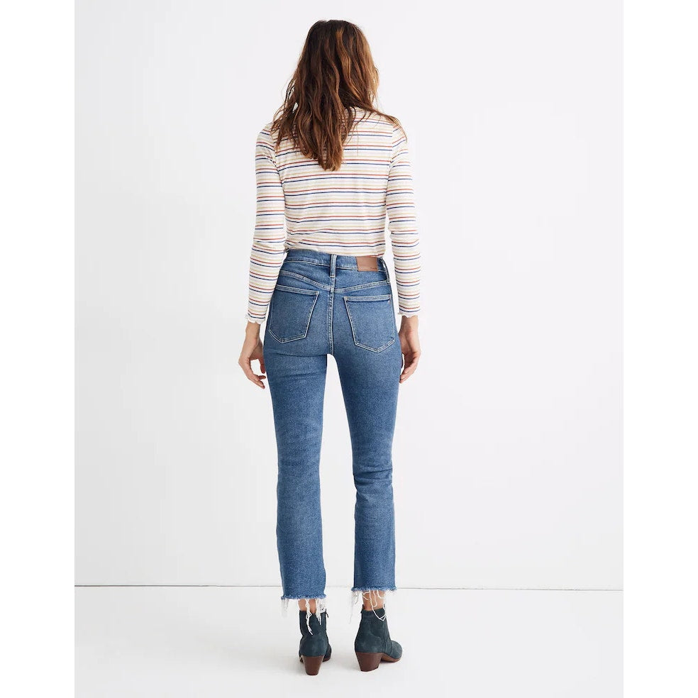 Madewell Cali Mid-Rise Frayed Hem Demi-Bootcut Jeans Fleetwood Wash 27