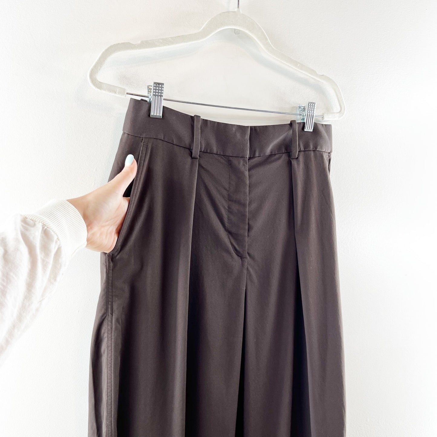 Lululemon Pleat Front High-Rise Trouser Pants Regular Espresso Brown 8