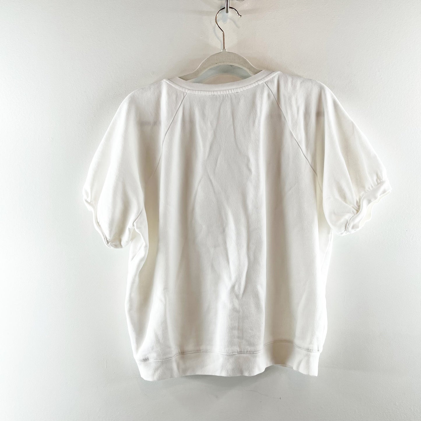 J. Crew University Terry Short-Sleeve Lace-Up Sweatshirt Top White Medium