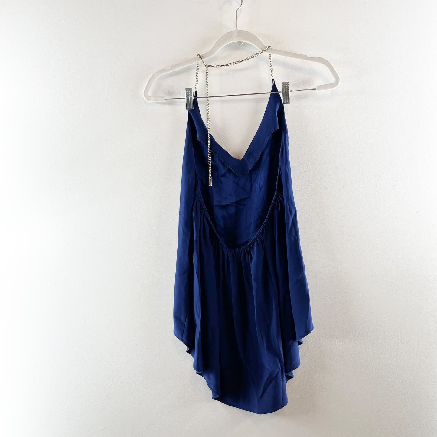 Amanda Uprichard Chain Silk Halter Tank Top Blue Small