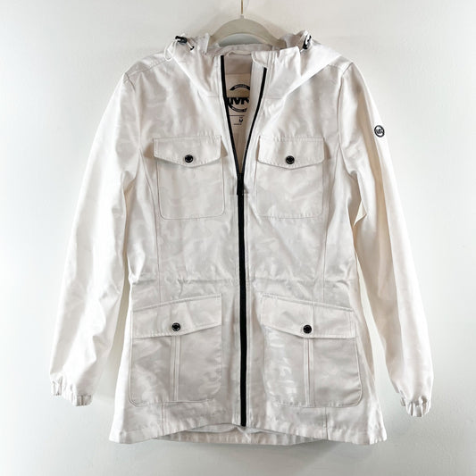 Michael Kors Long Sleeve Full Zip Lightweight Hip Length Camo White Jacket M
