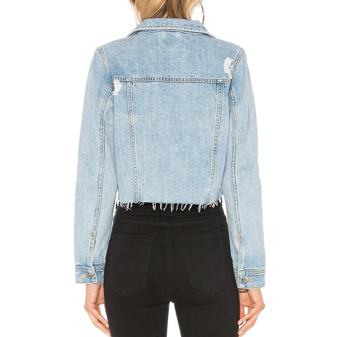 Dr. Denim Jeanie Cotton Cropped Denim Jean Jacket Light Retro Ripped Medium