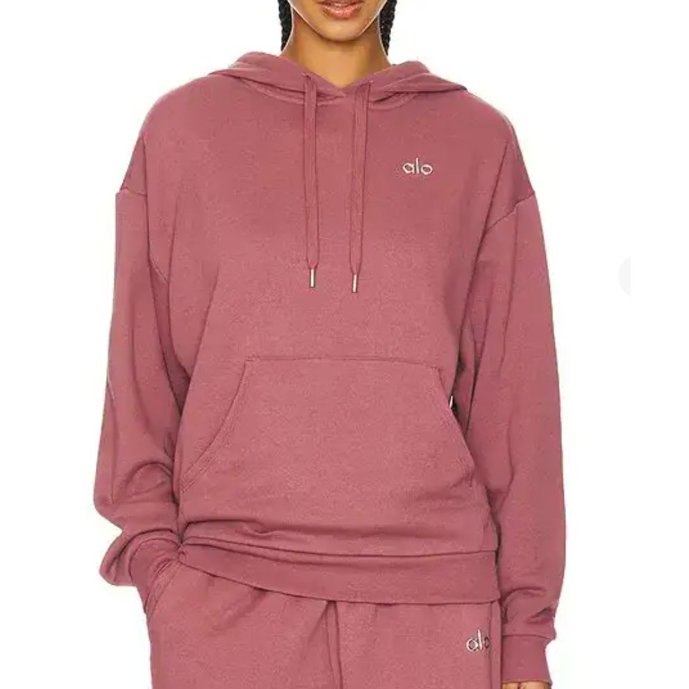 Alo Accolade Pullover Hoodie in Burgundy Truffle Maroon Red XS