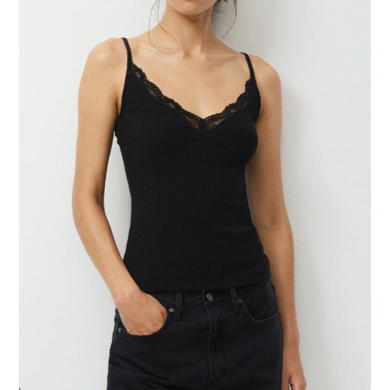 Babaton Aritzia Endeavour Lace Trim Cami Tank Top Black Small