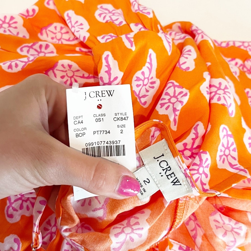 J. Crew Strappy Tiered Printed Maxi Dress Orange 2