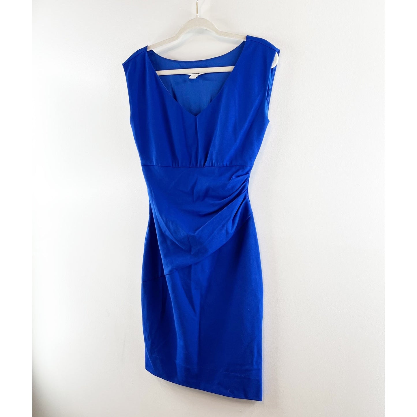 Diane Von Furstenberg Bevin Cap Sleeve Ruched Mini Shift Dress Royal Blue 4