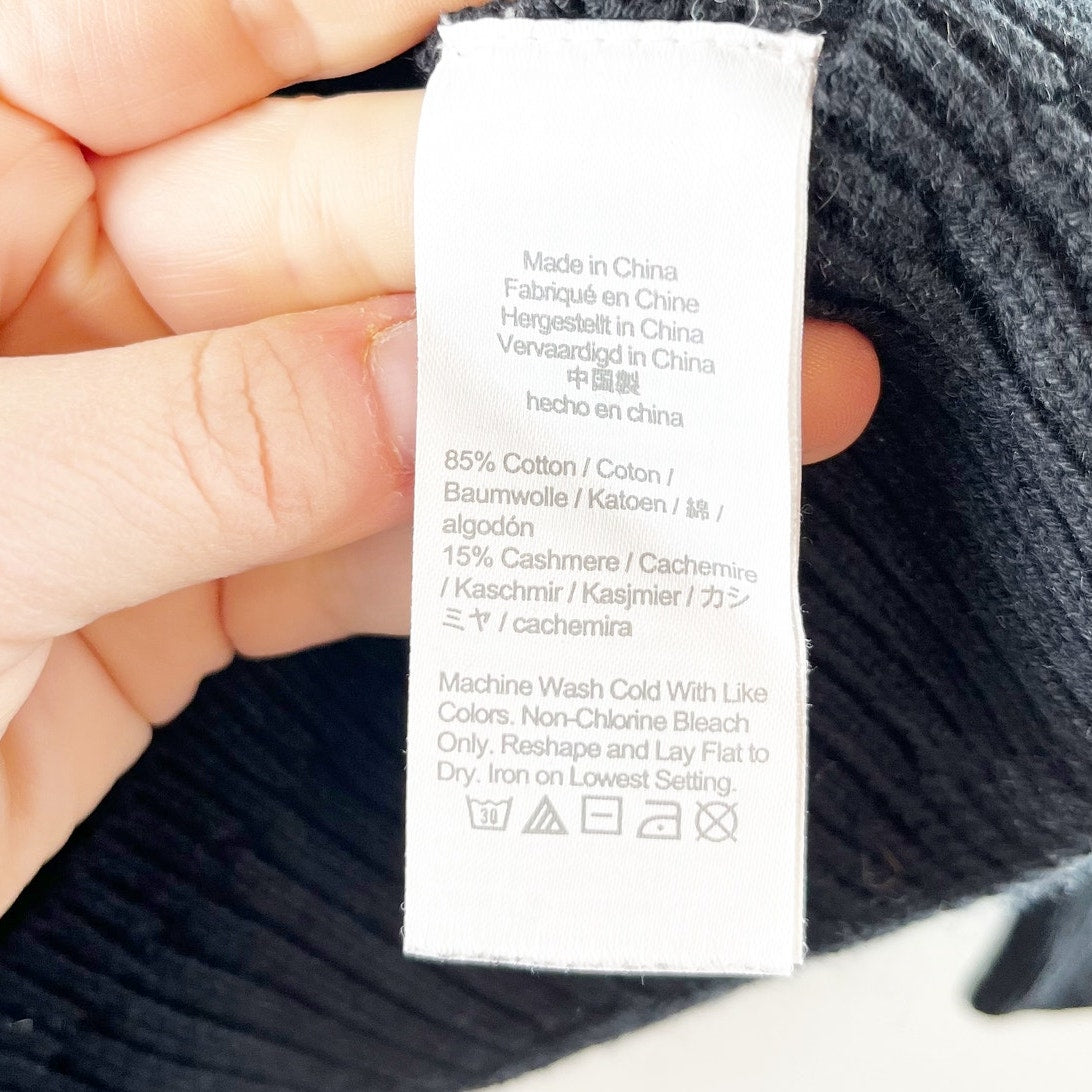 J. Crew Cotton Cashmere Ribbed Long Sleeve Turtleneck Sweater Black Small