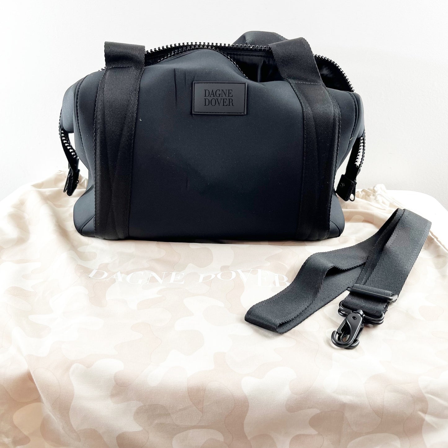 Dagne Dover Landon Neoprene Duffel Travel Bag Black Onyx Medium