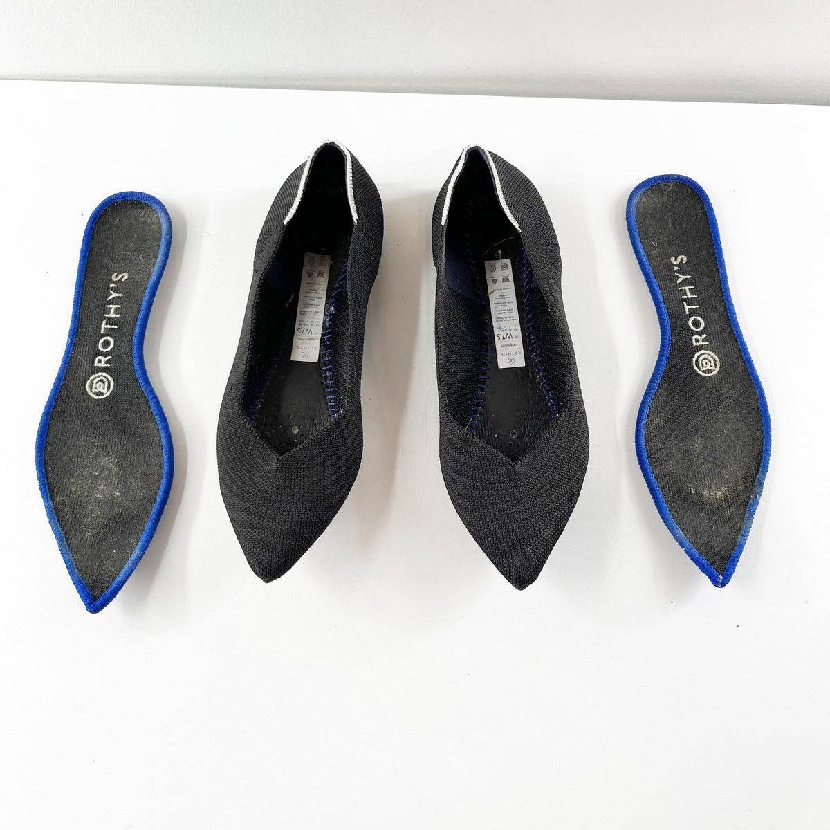 Rothy's The Point Knit Slip On Pointed Toe Ballet Flats Shoes Black 7.5