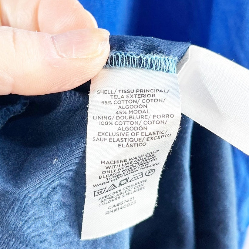 LOFT Colorblock Tiered Cotton Maxi Dress Blue Small