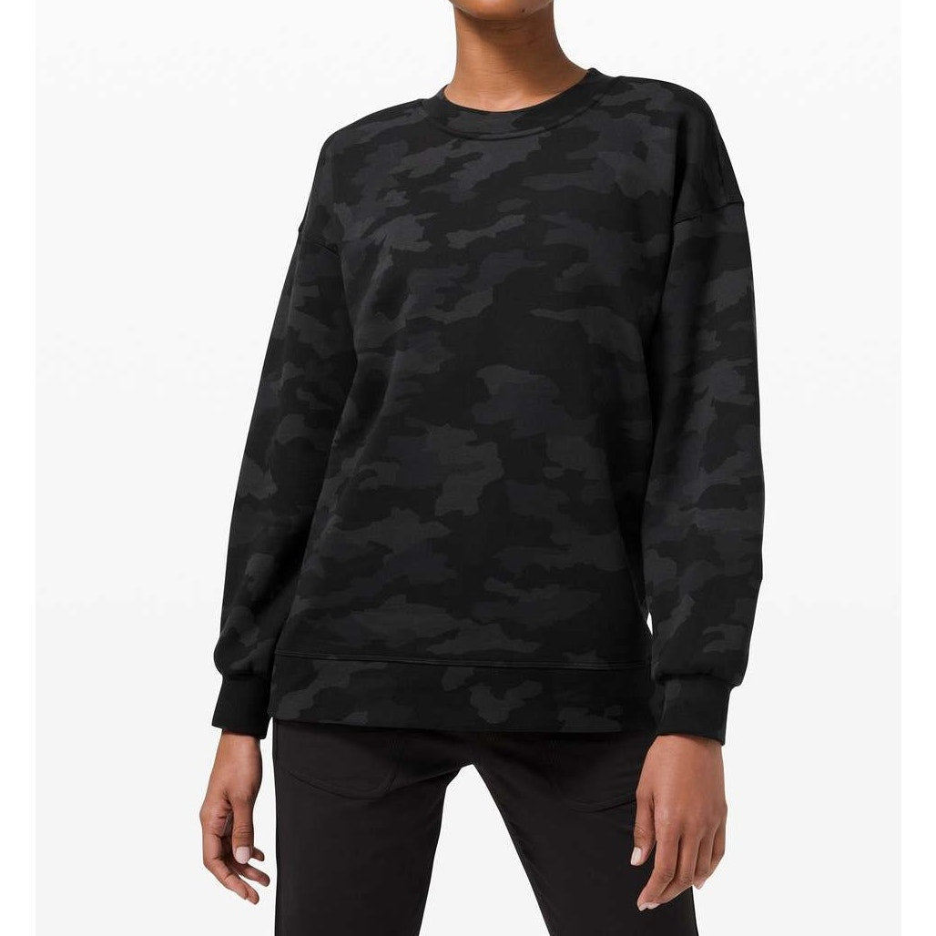 Lululemon Perfectly Oversized Crew Heritage 365 Camo Deep Coal Multi Black Large