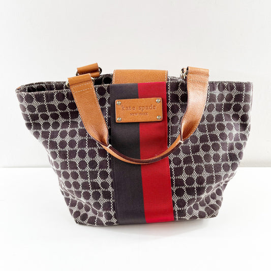 Kate Spade Noel Tracy Classic‎ Bucket Tote Medium Leather Handbag Purse Blue Red