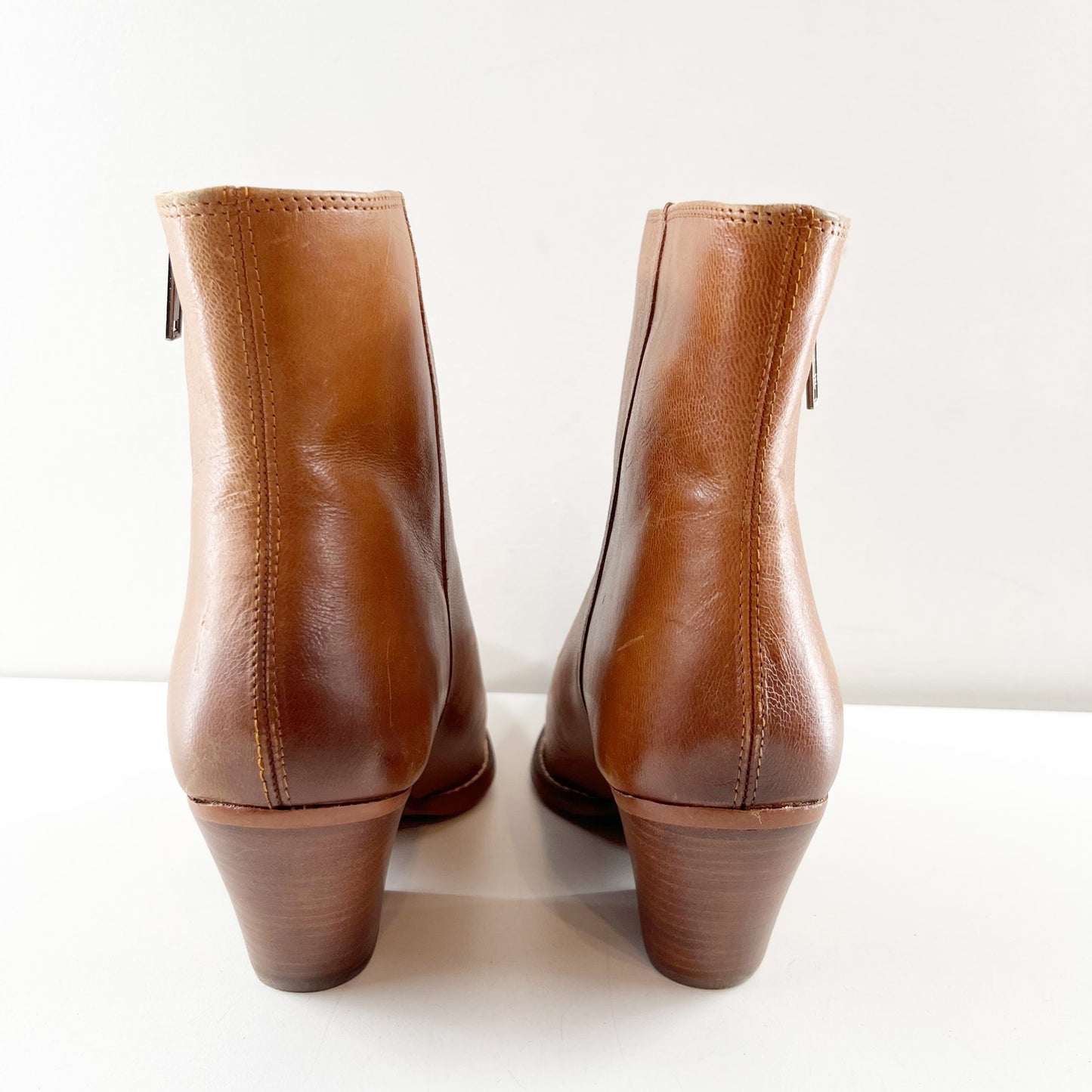 Sam Edelman Jane Pointed Toe Leather Ankle Boots Booties Brown 8