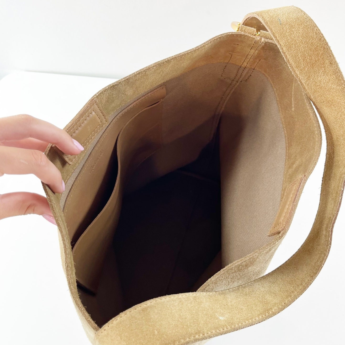 Madewell The Essential Suede Bucket Bag Purse Tawny Khaki Tan