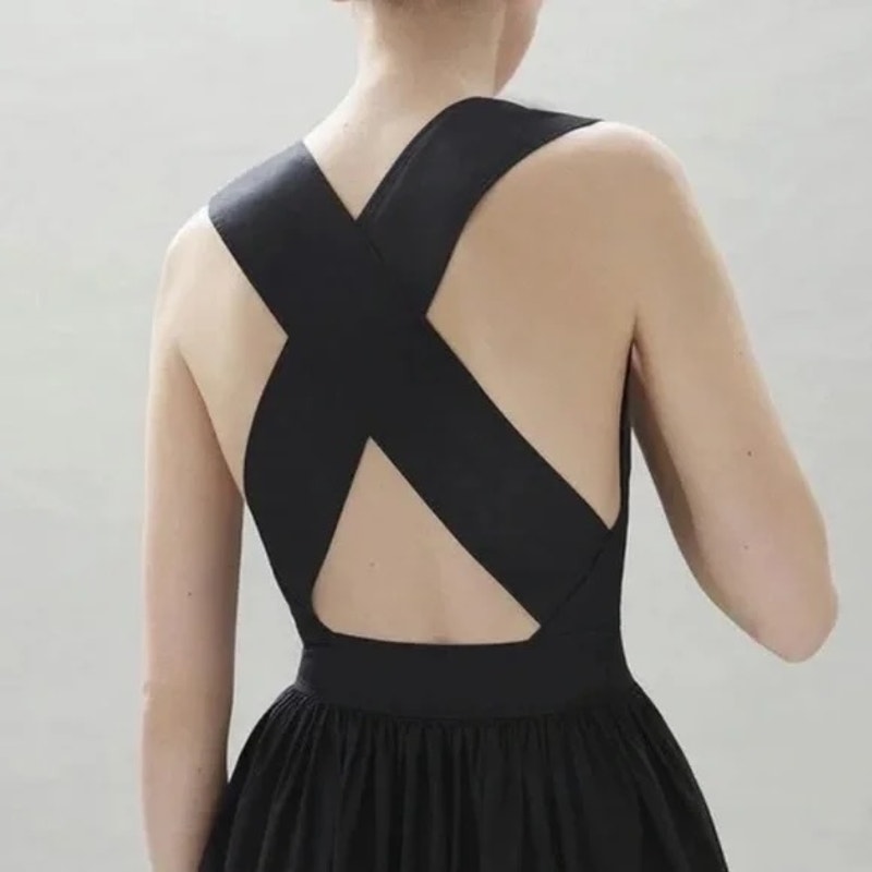 COS Cotton Poplin Cross Back Midi Sundress Dress Black 4