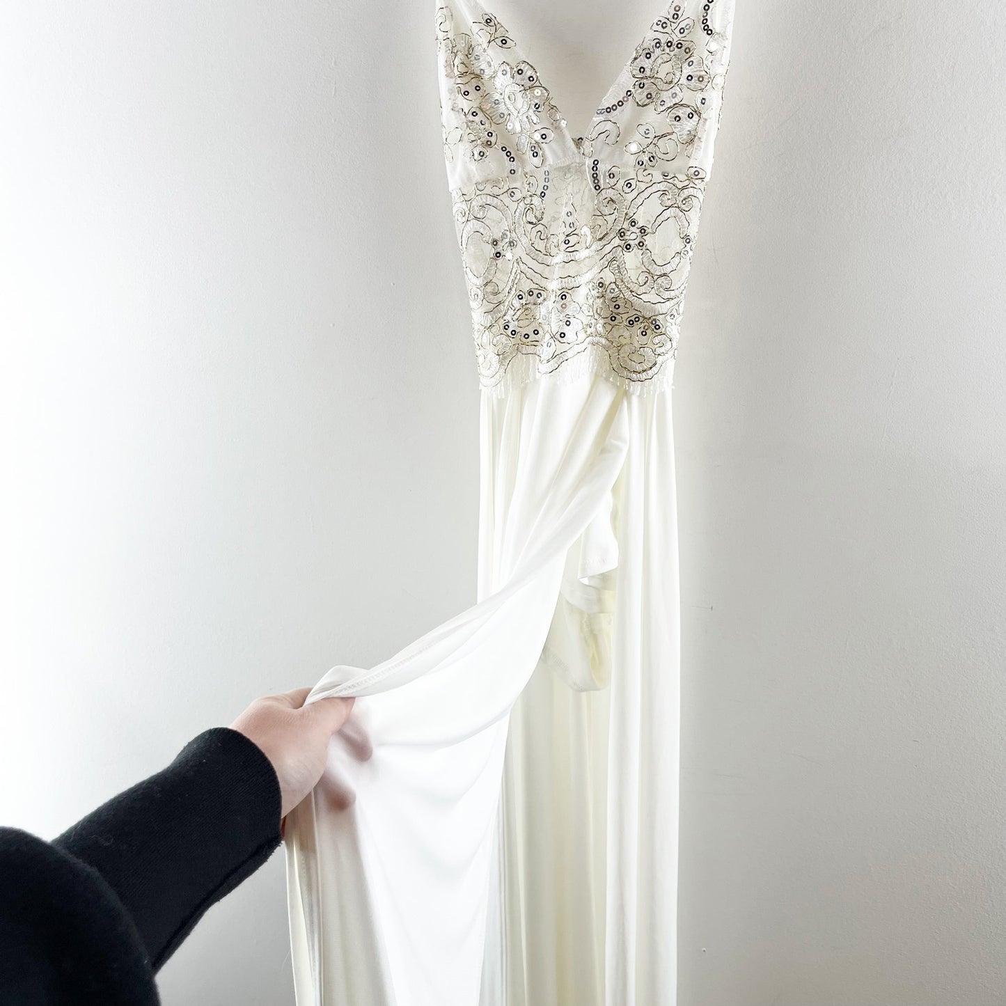 Lucy in the Sky Tulum Lace Double Slit Maxi Dress White XS