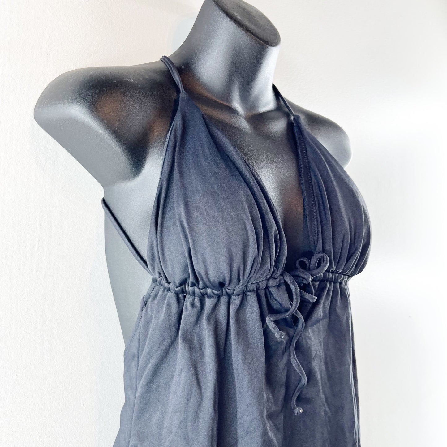 J. Crew Plunge Tie Front One Piece Bathing Suit Black Medium