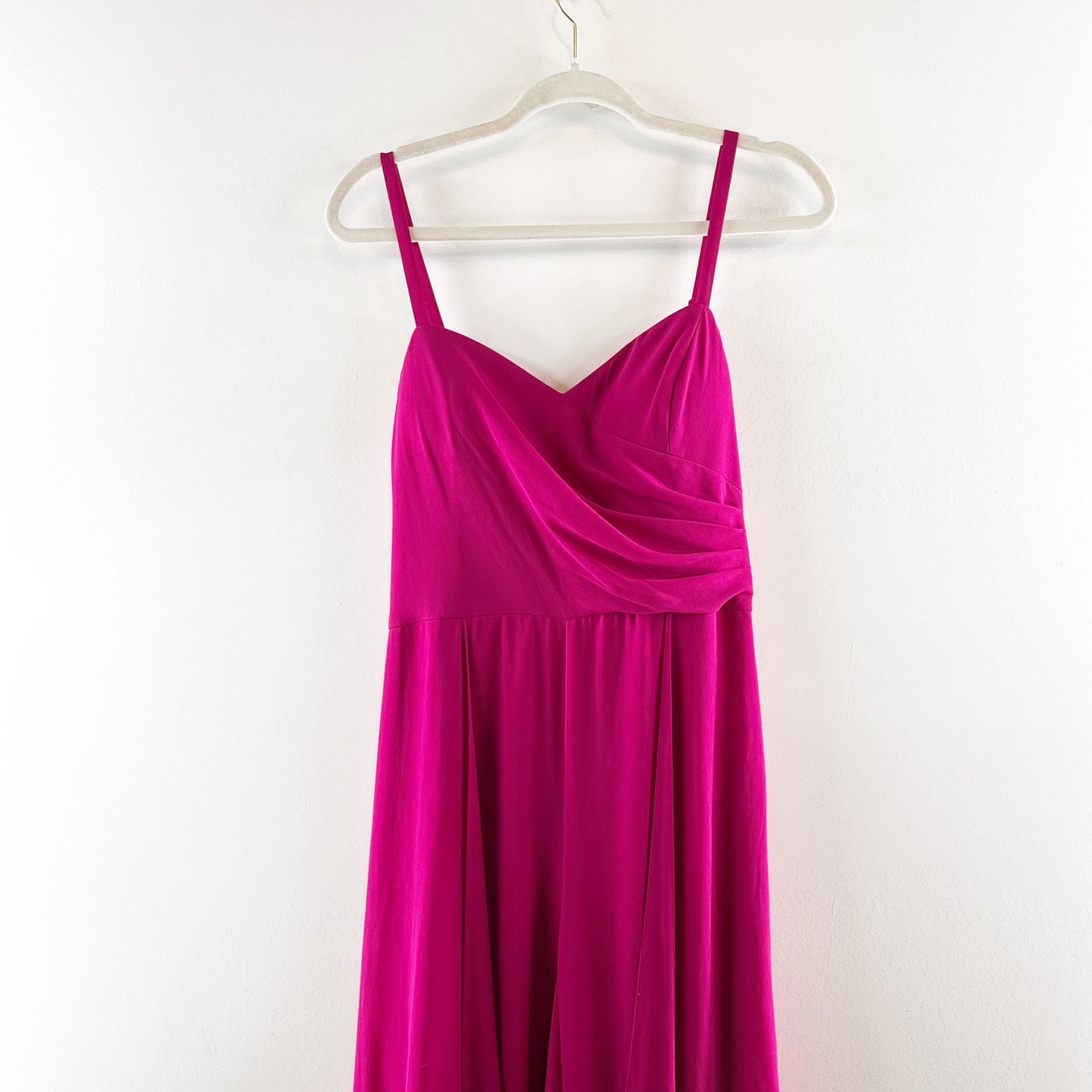 Marina Wide Leg Slit One Piece Jumpsuit With Illusion Skirt Magenta Pink 10